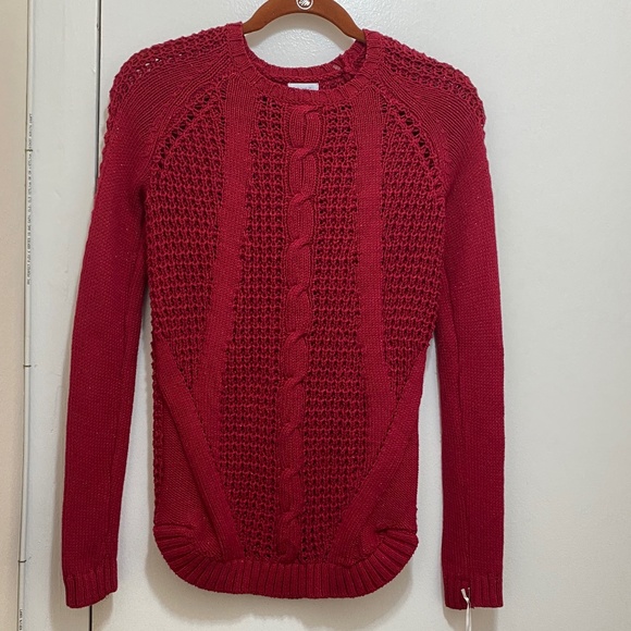 Tahari Other - NWT TAHARI Girls Red Glitter Long Sleeve Cable Knit Tunic Sweater - L (13/14)